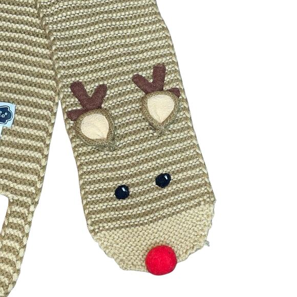 Mud Pie Knit Scarf Sz 3T+ Reindeer Winter Christmas Holiday Girls Kids Brown 40" - Picture 2 of 12